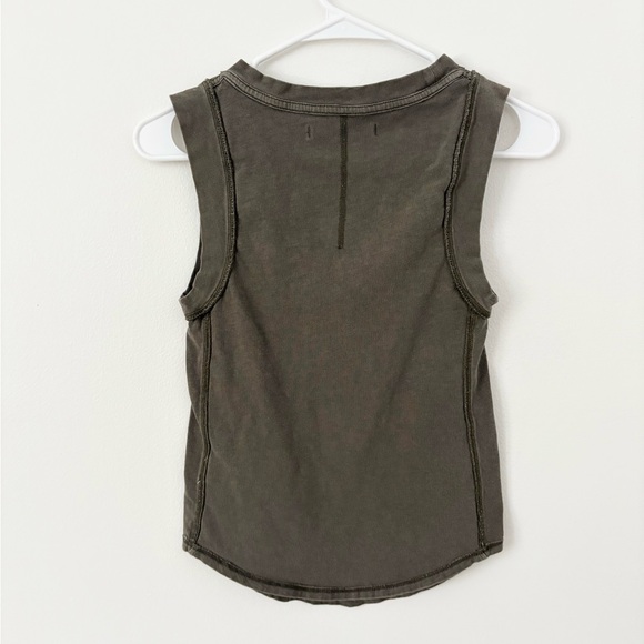 We The Free Olive Green Go To Crewneck Cotton Muscle Tee Tank Top Size XS - Picture 6 of 7